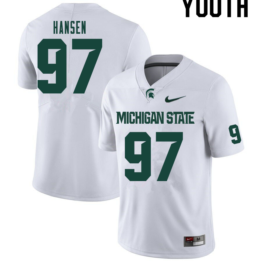 Youth #97 Maverick Hansen Michigan State Spartans College Football Jerseys Sale-White